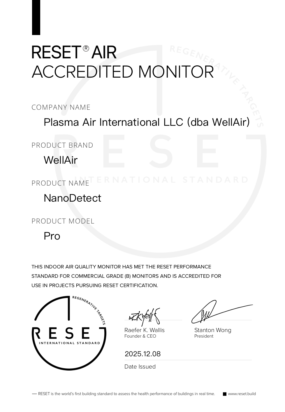 RESET_certificate_WellAir_NanoDetect Pro